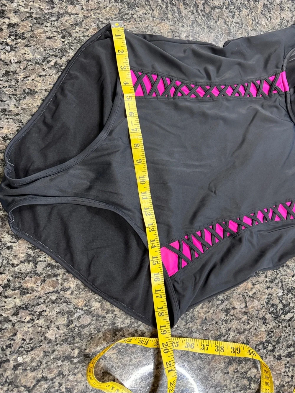 torrid Black One-Piece Swimsuit with Pink Lattice Accents EUC 2X